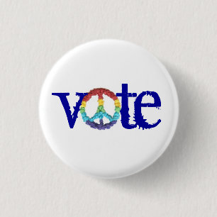 Peace sign vote pinback button