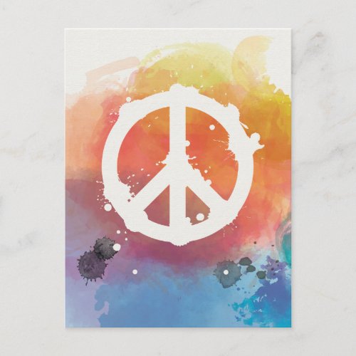 Peace Sign w watercolor Postcard