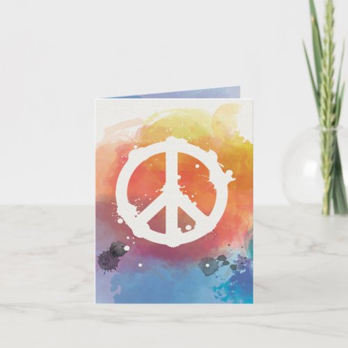 Peace Sign w watercolor _ small Card
