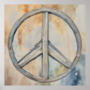 Peace Sign Watercolor Painting Art
