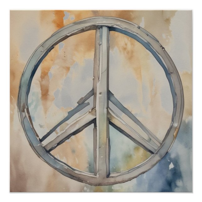 Peace Sign Watercolor Painting Art (Front)