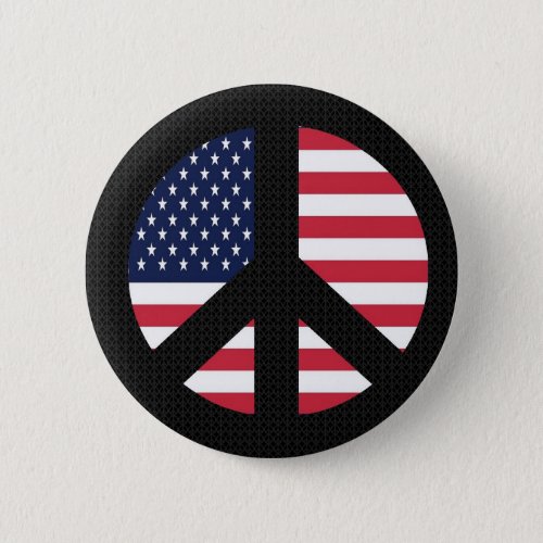 Peace Sign With American Flag Pinback Button