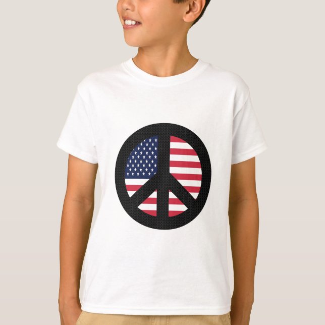 Peace Sign With American Flag T-Shirt (Front)
