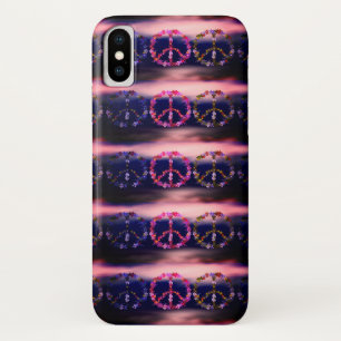 Peace sign with colorful flowers iPhone x case