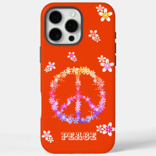 Peace sign with colorful flowers,Personalized Cas iPhone 16 Pro Max Case