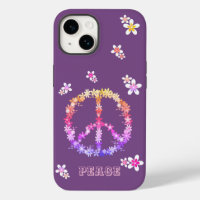 Peace sign with colorful flowers,Personalized