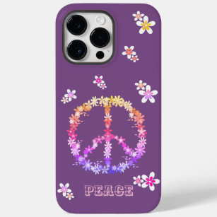 Peace sign with colorful flowers,Personalized  Case-Mate iPhone 14 Pro Max Case