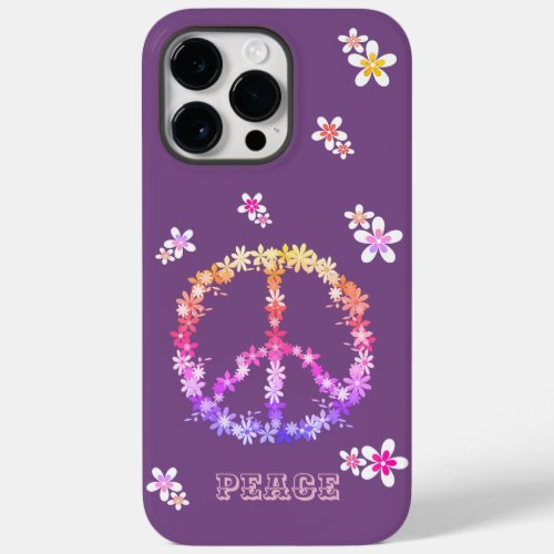 Peace sign with colorful flowersPersonalized  Case_Mate iPhone 14 Pro Max Case