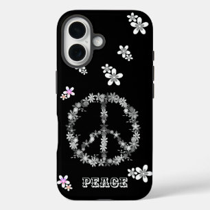 Peace sign with colorful flowers,Personalized  iPhone 16 Case