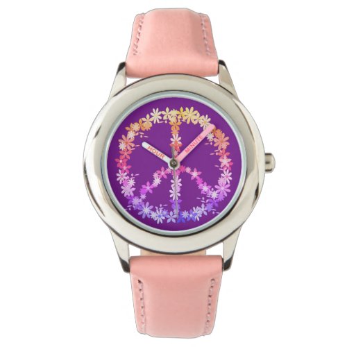 Peace sign with colorful flowers watch