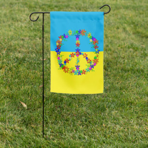 Peace sign with flowers,ukrainian flag 