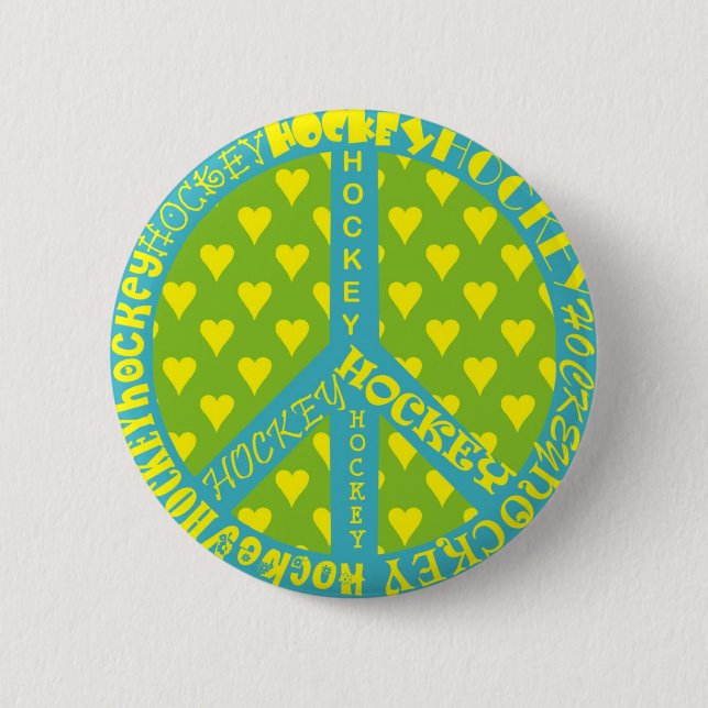 Peace Sign with Hockey in Frame Pinback Button (Front)