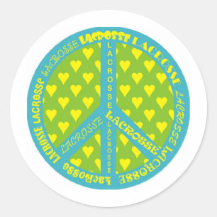 Peace Sign with Lacrosse in Frame Classic Round Sticker