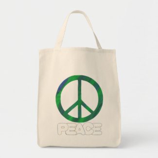 Peace Sign with Outline Text, Tote Bags