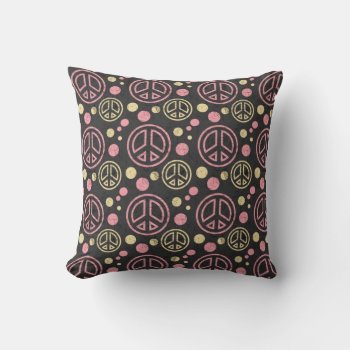 Peace Sign With Polka Dots Pillow by ImGEEE at Zazzle