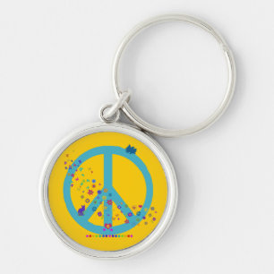 Peace Sign with Rainbow Colors Keychain