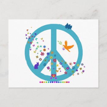 Peace Sign With Rainbow Colors Postcard by FatCatGraphics at Zazzle