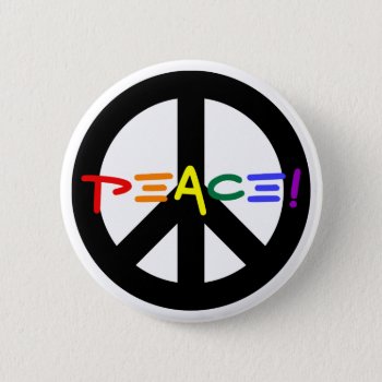 Peace Sign With Rainbow Pinback Button by peacegifts at Zazzle