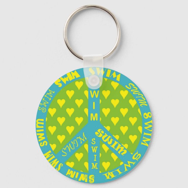Peace Sign with Swim in Frame Keychain (Front)
