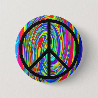 Peace Sign With Trippy Tye Dye Button