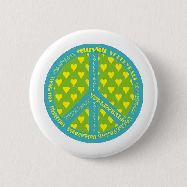 Peace Sign with Volleyball in Frame Pinback Button (Front)