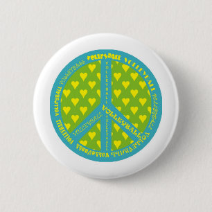 Peace Sign with Volleyball in Frame Pinback Button