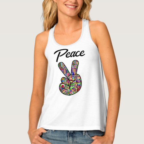Peace Sign Womens Cotton Tank Top Shirt