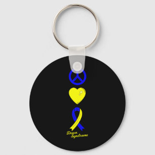 Peace Sign World Down Syndrome Day Women Kids Keychain