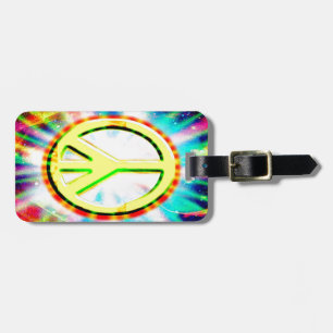 PEACE Sign Yellow Colorful Happy and Fun Luggage Tag