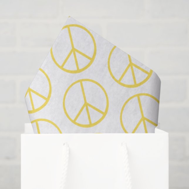 Peace Sign Yellow Groovy Colorful Fun Tissue Paper (Gift Bag)