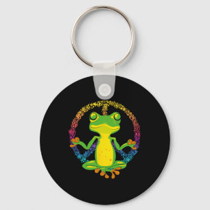 Peace Sign Yoga Frogs Cool Peace Frog Tie Dye Keychain