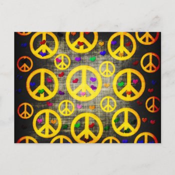 Peace Signs And Hearts Postcard by orsobear at Zazzle