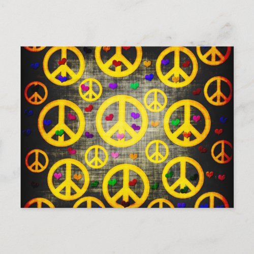 Peace Signs and Hearts Postcard