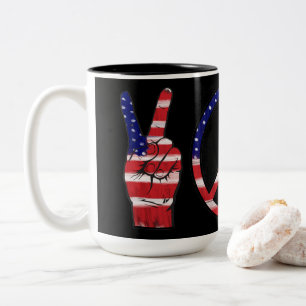 Peace Signs Flag Colors Two-Tone Coffee Mug