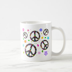 Peace Signs & Flowers Coffee Mug