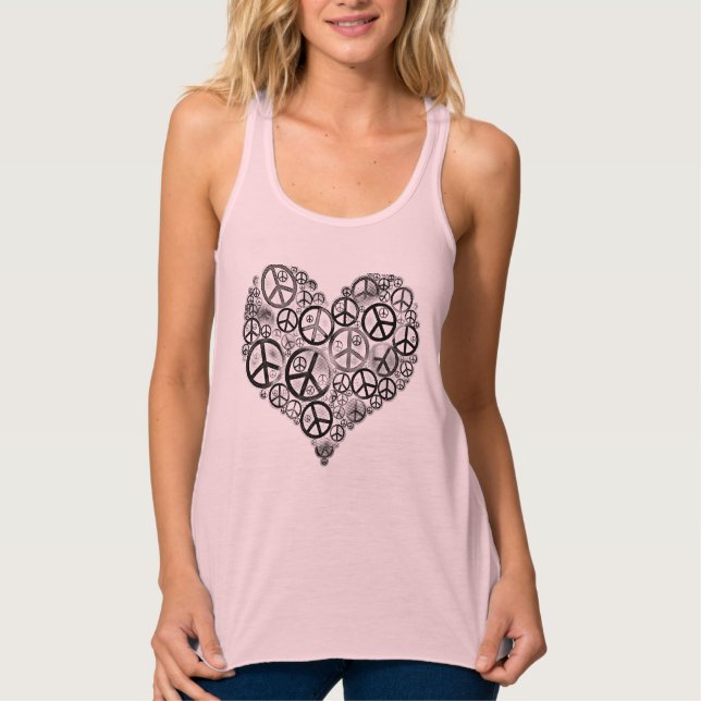 Peace Signs Heart Shape Tank Top (Front)