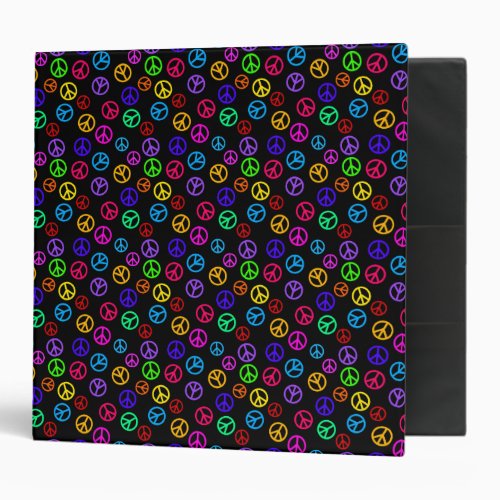 Peace Signs in Vibrant Multicolors  Hippie 3 Ring Binder