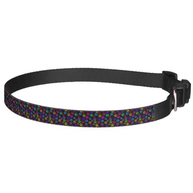 Peace Signs on Black | Multicolors Pet Collar (Right)