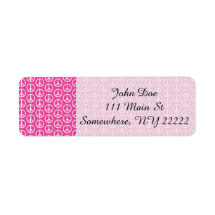 Peace Signs on Bright Pink Label
