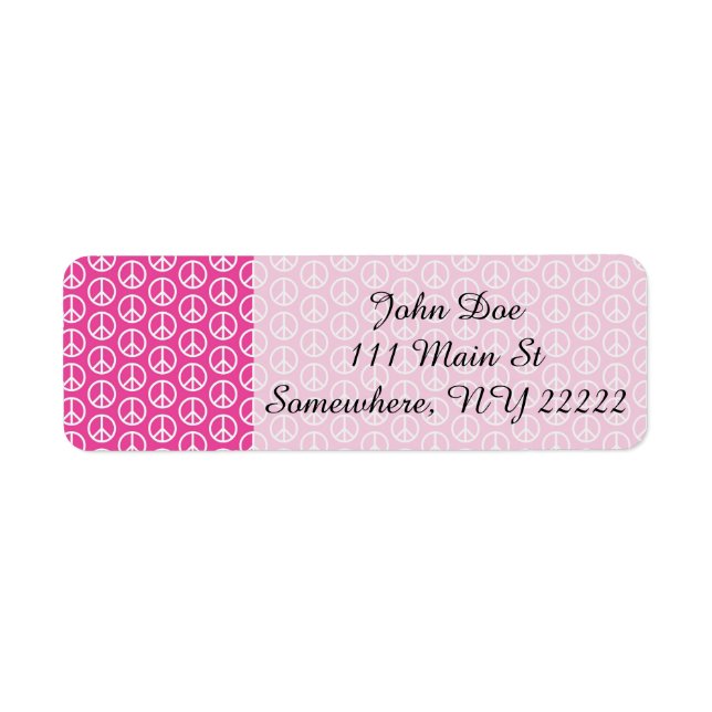 Peace Signs on Bright Pink Label (Front)