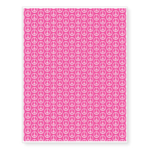Peace Signs on Bright Pink Temporary Tattoos