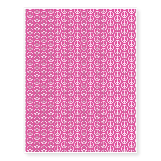 Peace Signs on Bright Pink Temporary Tattoos (Front)