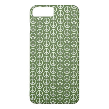 Peace Signs On Holiday Pine Green Iphone 8 Plus/7 Plus Case by StuffOrSomething at Zazzle