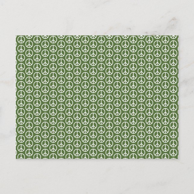 Peace Signs on Holiday Pine Green Postcard (Front)