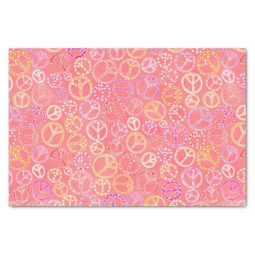 Peace Signs Pattern on Pink Tissue Paper