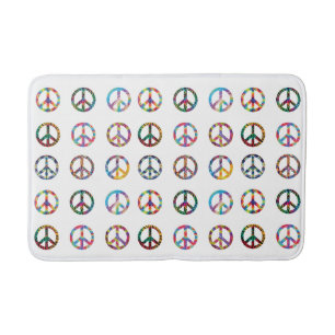 Peace Signs Rainbow Colors Bathroom Theme Bath Mat