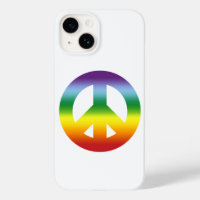 Peace Signs Rainbow in Summer Colors on White