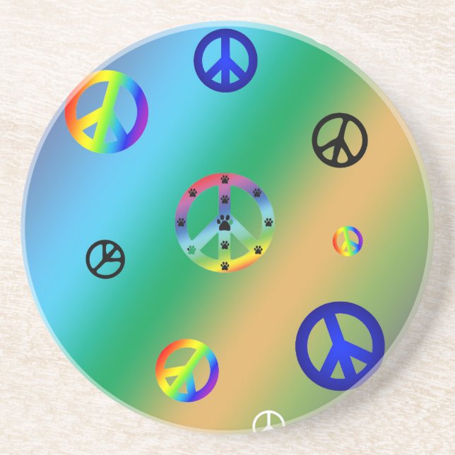 Peace Signs Sandstone Coaster (Front)