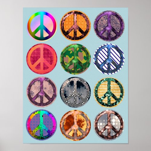 Peace Signs Symbols Collage Sheet Art
