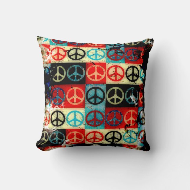 Peace Signs Throw Pillow (Front)